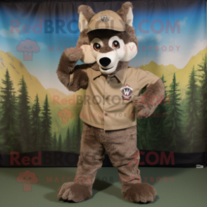 Brown Say Wolf mascot costume character dressed with a Trousers and Hats