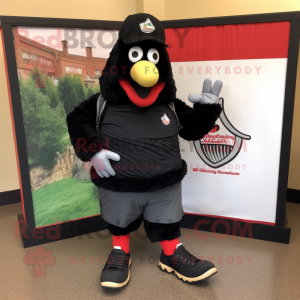 Black Chicken Parmesan mascot costume character dressed with a Cargo Shorts and Shoe clips