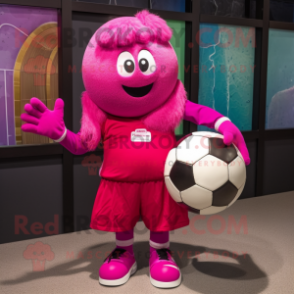 Magenta Handball Ball mascot costume character dressed with a Dress Pants and Mittens