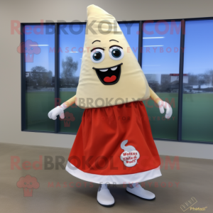 Cream Bottle Of Ketchup mascot costume character dressed with a Wrap Skirt and Shoe clips