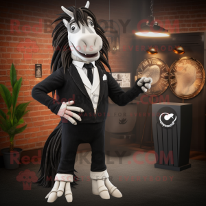 Black Quagga mascot costume character dressed with a Blazer and Hairpins