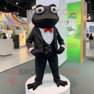 Black Frog mascot costume character dressed with a Shorts and Pocket squares