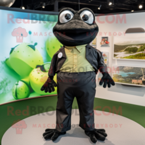 Black Frog mascot costume character dressed with a Shorts and Pocket squares