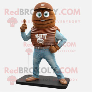 Rust Trilobite mascot costume character dressed with a Bootcut Jeans and Bracelet watches