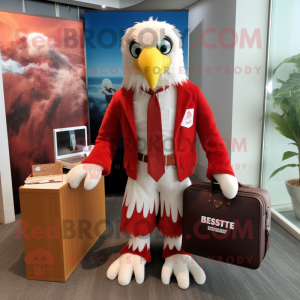 Red Haast'S Eagle mascot costume character dressed with a Blouse and Briefcases