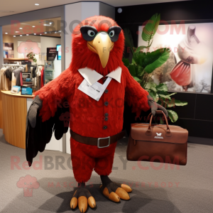 Red Haast'S Eagle mascot costume character dressed with a Blouse and Briefcases