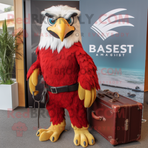 Red Haast'S Eagle mascot costume character dressed with a Blouse and Briefcases