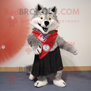 nan Say Wolf mascot costume character dressed with a Skirt and Scarf clips