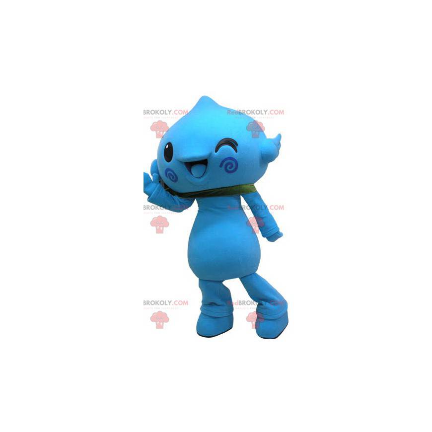 Mascotte de bonhomme bleu. Mascotte de fleur bleue -