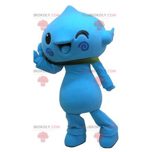 Mascotte pupazzo di neve blu. Mascotte fiore blu -