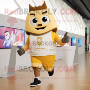Cream Nachos mascot costume character dressed with a Joggers and Smartwatches