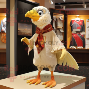 Beige Pheasant mascot costume character dressed with a Polo Tee and Shawls