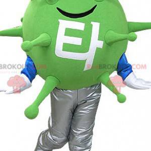 Mascotte de microbe vert de virus. Mascotte d'extra-terrestre -