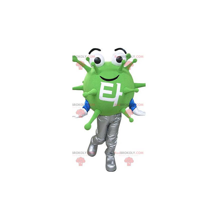 Groene virus microbe mascotte. Buitenaardse mascotte -