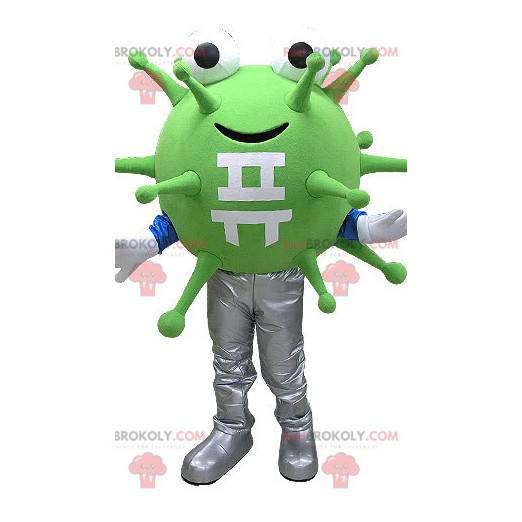 Mascotte de bactérie verte de virus. Mascotte d'extra-terrestre