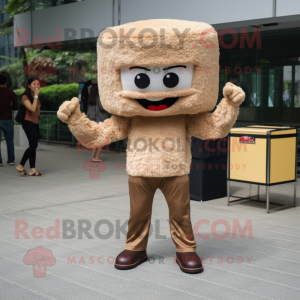 Brown Fried Rice mascot costume character dressed with a Cargo Pants and Hairpins