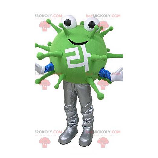Grön virus monster maskot. Främmande maskot - Redbrokoly.com