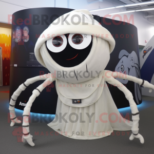 White Spider mascot costume character dressed with a Wrap Skirt and Beanies