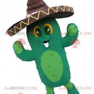 Mascotte di cactus gigante con un sombrero - Redbrokoly.com