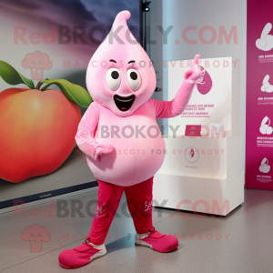 Pink Pear mascot costume character dressed with a Joggers and Cufflinks