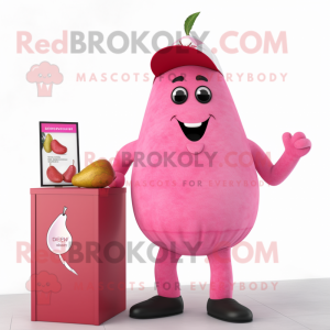 Pink Pear mascot costume character dressed with a Joggers and Cufflinks