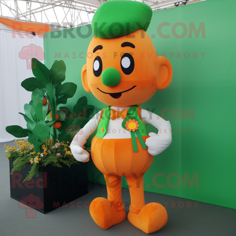 Orange Bunch Of Shamrocks mascot costume character dressed with a Playsuit and Ties Orange Bunch Of Shamrocks mascot costume character dressed with a Playsuit and Ties