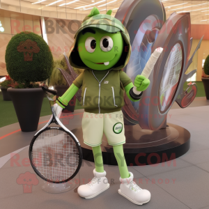 Olive Tennis Racket maskot...