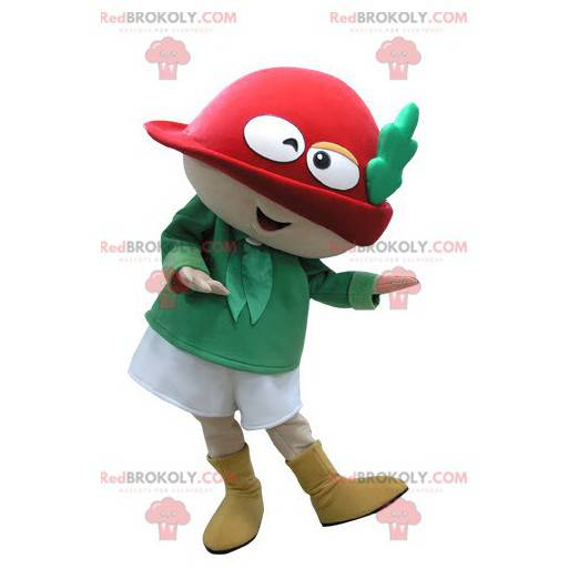 Zelený a červený skřítek maskot s kloboukem - Redbrokoly.com