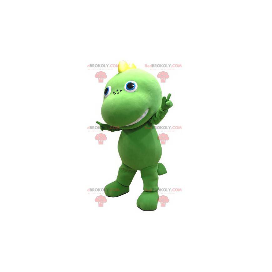 Mascote gigante dragão verde e amarelo fofo - Redbrokoly.com