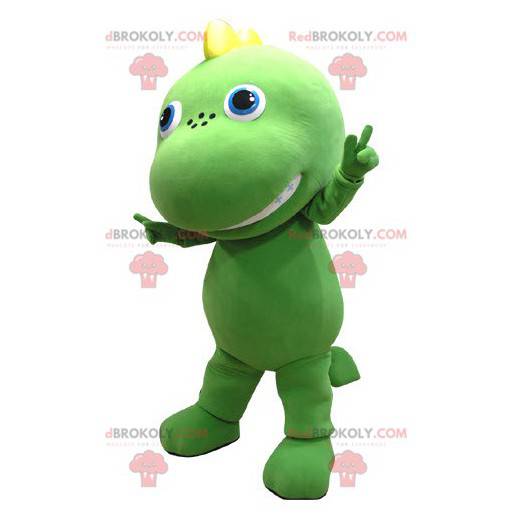Giant and cute green and yellow dragon mascot - Redbrokoly.com