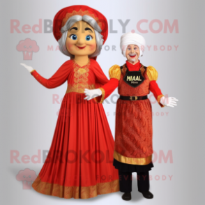 nan Goulash mascot costume character dressed with a Empire Waist Dress and Earrings