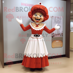 nan Goulash mascot costume character dressed with a Empire Waist Dress and Earrings