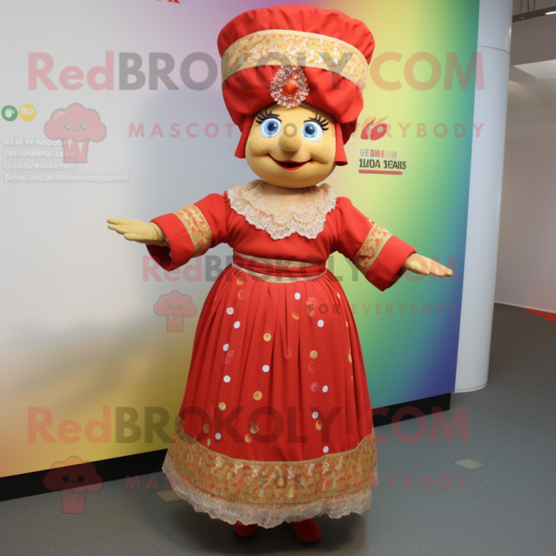 nan Goulash mascot costume character dressed with a Empire Waist Dress and Earrings