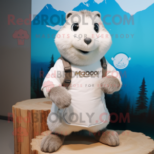 White Marmot mascot costume character dressed with a Vest and Hairpins