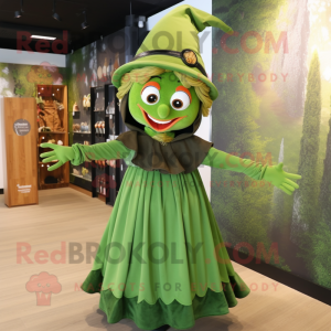 Olive Witch mascot costume character dressed with a Dress and Cummerbunds