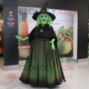 Olive Witch mascot costume character dressed with a Dress and Cummerbunds