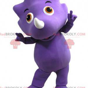 Mascotte de dinosaure violet avec les yeux orange -