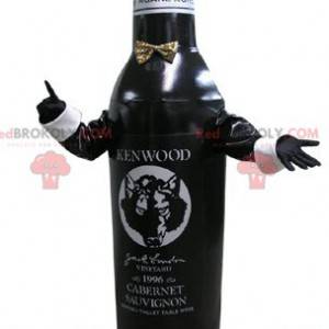 Mascotte de bouteille noire et blanche. Bouteille de vin -