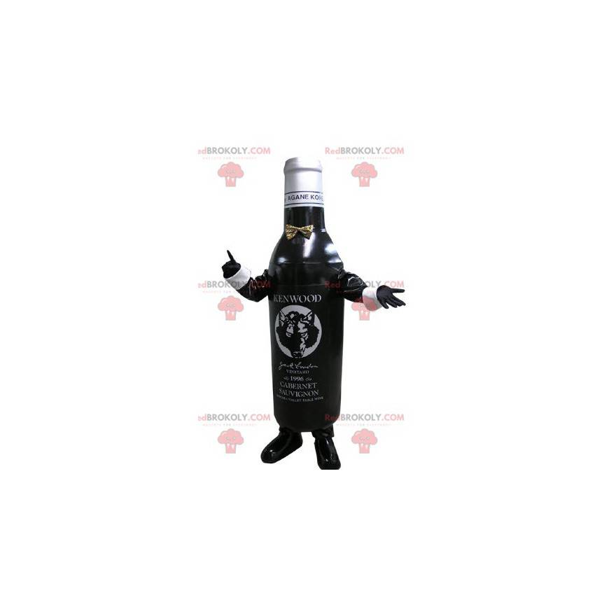 Black and white bottle mascot. Bottle of wine - Redbrokoly.com