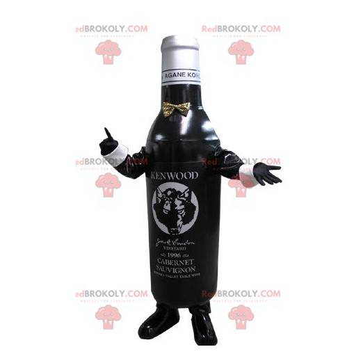 Mascote de garrafa preto e branco. Garrafa de vinho -