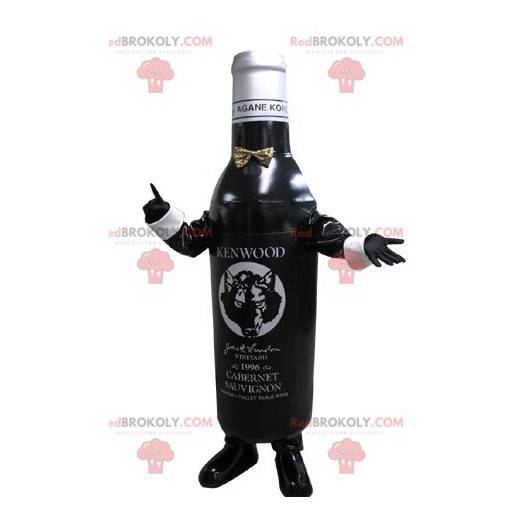 Schwarzweiss-Flaschenmaskottchen. Flasche Wein - Redbrokoly.com