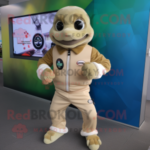 Beige Turtle maskot kostume...