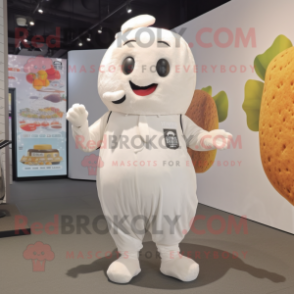 White Potato mascot costume character dressed with a Jumpsuit and Keychains