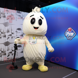 White Potato mascot costume character dressed with a Jumpsuit and Keychains