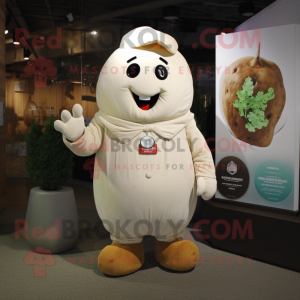 White Potato mascot costume character dressed with a Jumpsuit and Keychains