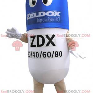 Blue and white pill mascot. Drug mascot - Redbrokoly.com