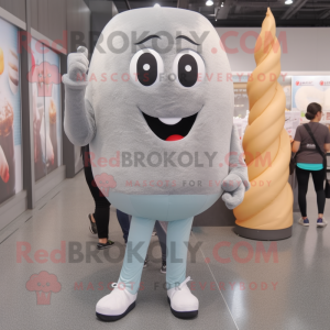 Gray Ice Cream mascot costume character dressed with a Leggings and Shoe laces