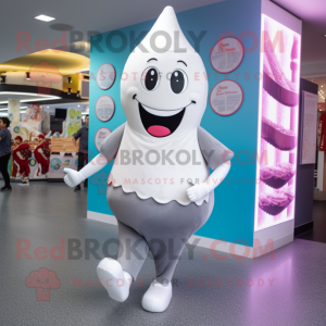 Gray Ice Cream mascot costume character dressed with a Leggings and Shoe laces