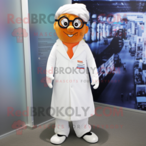 White Tikka Masala mascot costume character dressed with a Corduroy Pants and Eyeglasses