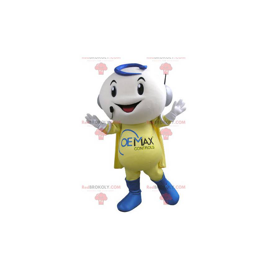 Telefoon operator lachende sneeuwpop mascotte - Redbrokoly.com